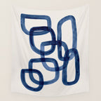 EnShape by Ejaaz Haniff 'Navy Nesting Ovals' Mid Century Modern Minimal Minimalist Watercolor Abstract Funky Fun Style Wall Tapestry Gallery Image 4