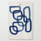 EnShape by Ejaaz Haniff 'Navy Nesting Ovals' Mid Century Modern Minimal Minimalist Watercolor Abstract Funky Fun Style Cutting Board Gallery Image 1