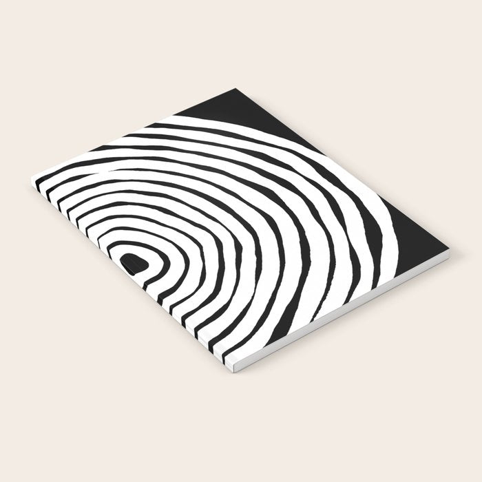 Black & White Minimalist Mid Century Abstract Ink Line Spiral Hypnotic Circle Notebook Gallery Image 2