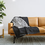 Black & White Minimalist Mid Century Abstract Ink Line Spiral Hypnotic Circle Throw Blanket Gallery Image 1