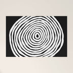 Black & White Minimalist Mid Century Abstract Ink Line Spiral Hypnotic Circle Welcome Mat Gallery Image 1