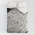 Black & White Minimalist Mid Century Abstract Ink Line Spiral Hypnotic Circle Duvet Cover Gallery Image 6