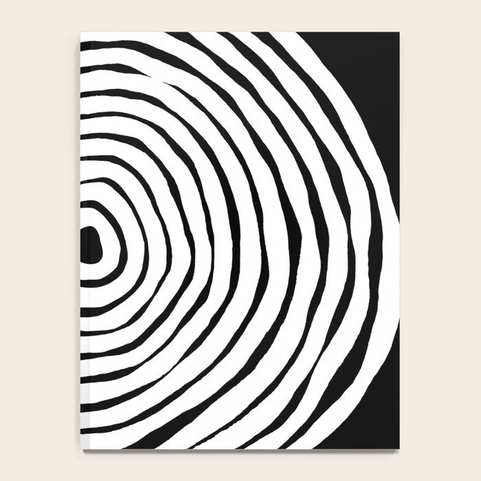 Black & White Minimalist Mid Century Abstract Ink Line Spiral Hypnotic Circle Notebook Gallery Image 4