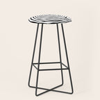Black & White Minimalist Mid Century Abstract Ink Line Spiral Hypnotic Circle Stool Gallery Image 1