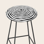 Black & White Minimalist Mid Century Abstract Ink Line Spiral Hypnotic Circle Stool Gallery Image 2