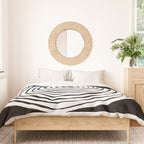 Black & White Minimalist Mid Century Abstract Ink Line Spiral Hypnotic Circle Duvet Cover Gallery Image 3