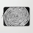 Black & White Minimalist Mid Century Abstract Ink Line Spiral Hypnotic Circle Laptop Sleeve Gallery Image 1