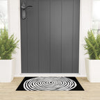 Black & White Minimalist Mid Century Abstract Ink Line Spiral Hypnotic Circle Welcome Mat Gallery Image 3