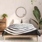 Black & White Minimalist Mid Century Abstract Ink Line Spiral Hypnotic Circle Comforter Gallery Image 3