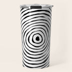 Black & White Minimalist Mid Century Abstract Ink Line Spiral Hypnotic Circle Travel Mug Gallery Image 1