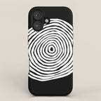 Black & White Minimalist Mid Century Abstract Ink Line Spiral Hypnotic Circle iPhone Case Gallery Image 1