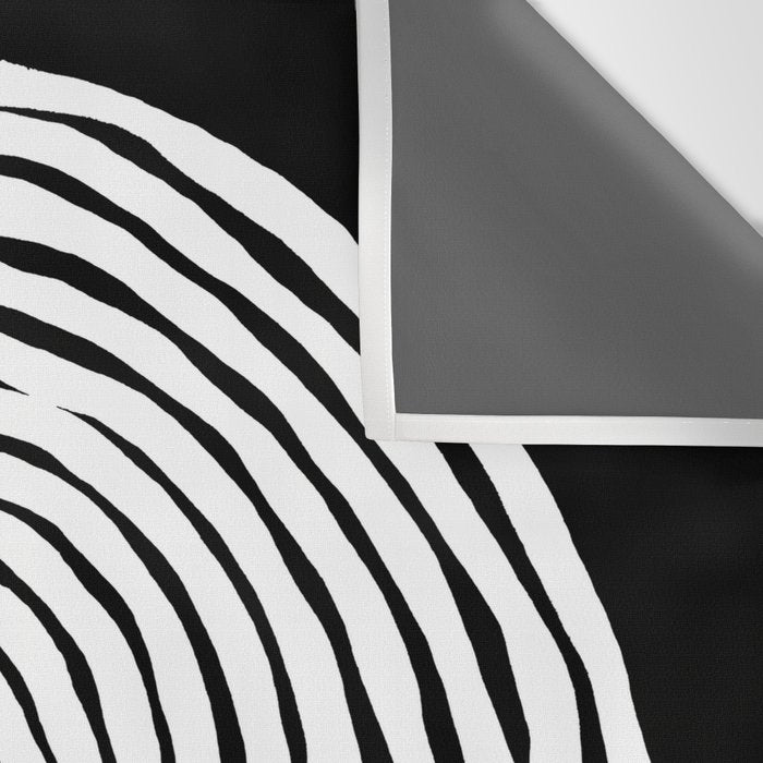 Black & White Minimalist Mid Century Abstract Ink Line Spiral Hypnotic Circle Wall Tapestry Gallery Image 3