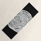 Black & White Minimalist Mid Century Abstract Ink Line Spiral Hypnotic Circle Yoga Mat Gallery Image 1