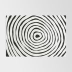 Black & White Minimalist Mid Century Abstract Ink Line Spiral Hypnotic Circle Rug Gallery Image 2