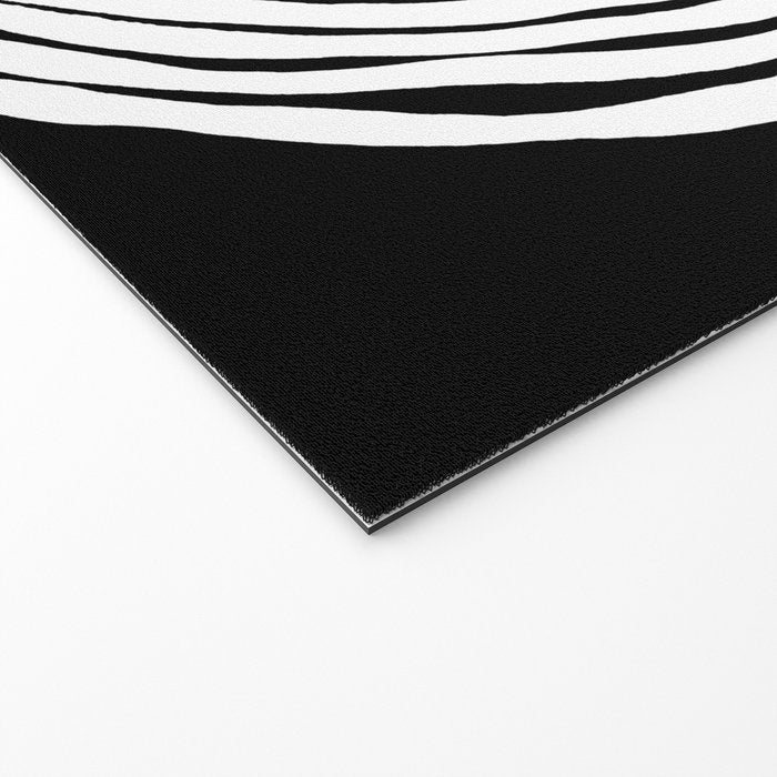 Black & White Minimalist Mid Century Abstract Ink Line Spiral Hypnotic Circle Welcome Mat Gallery Image 2