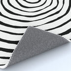 Black & White Minimalist Mid Century Abstract Ink Line Spiral Hypnotic Circle Rug Gallery Image 4