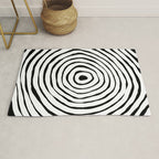 Black & White Minimalist Mid Century Abstract Ink Line Spiral Hypnotic Circle Rug Gallery Image 1