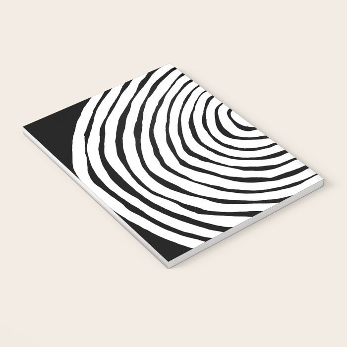 Black & White Minimalist Mid Century Abstract Ink Line Spiral Hypnotic Circle Notebook Gallery Image 3