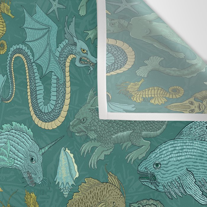 Deepsea Cryptids in Sea Green Wall Tapestry Gallery Image 3