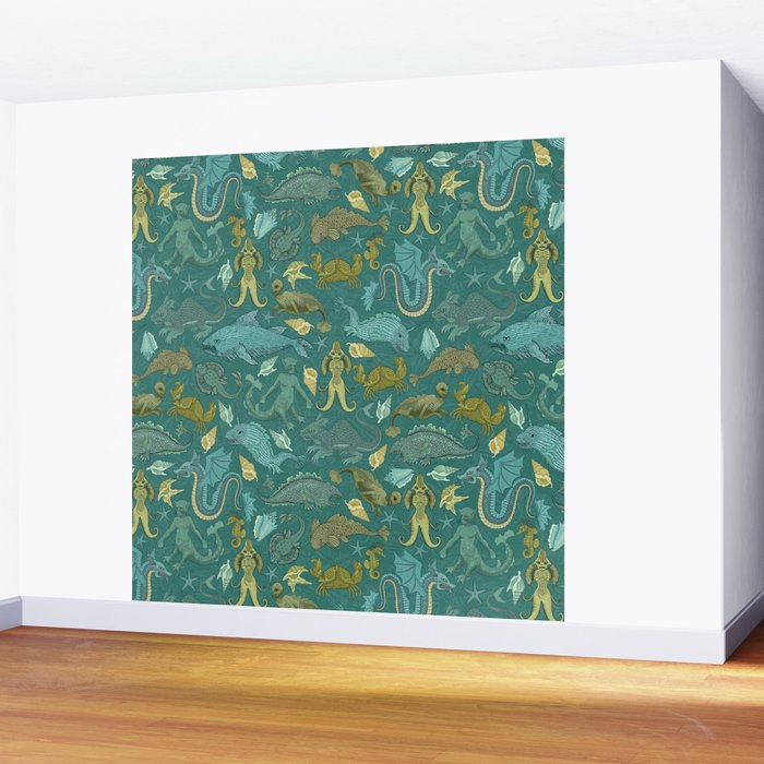Deepsea Cryptids in Sea Green Wall Mural Gallery Image 2