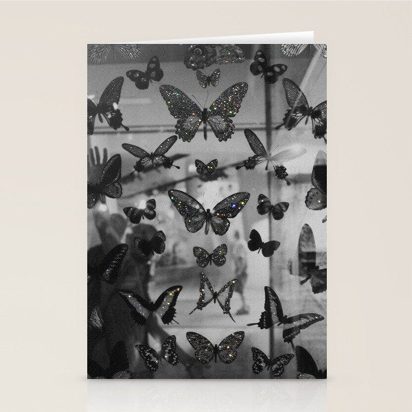 BLACK AND WHITE BUTTERFLIES | photo | sparkle and shine | wings | aesthetic | monochrome | fly  Stationery Card Gallery Image 2