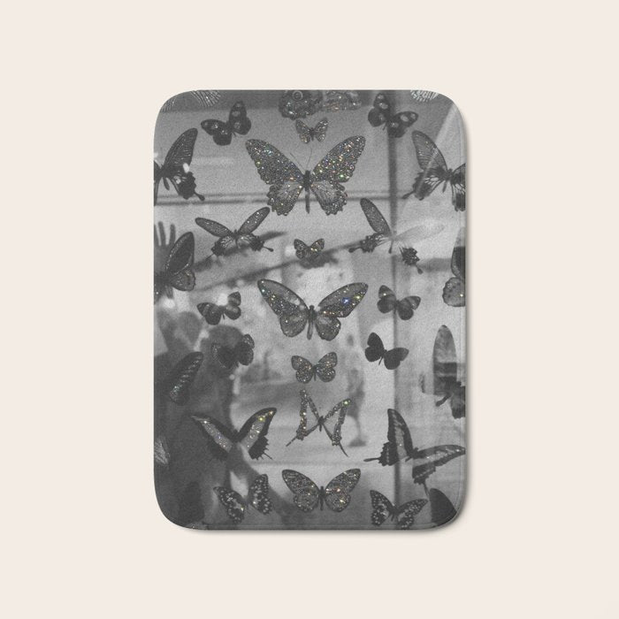 BLACK AND WHITE BUTTERFLIES | photo | sparkle and shine | wings | aesthetic | monochrome | fly  Bath Mat Gallery Image 1