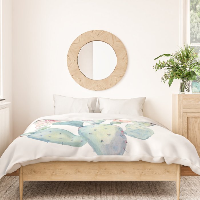 Cactus 2  White #society6 #buyart Duvet Cover Gallery Image 3