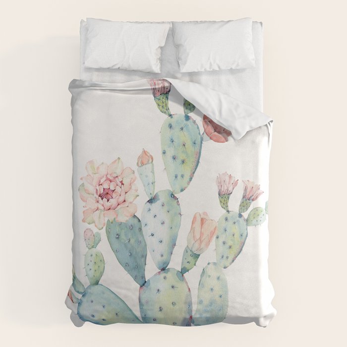 Cactus 2  White #society6 #buyart Duvet Cover Gallery Image 1