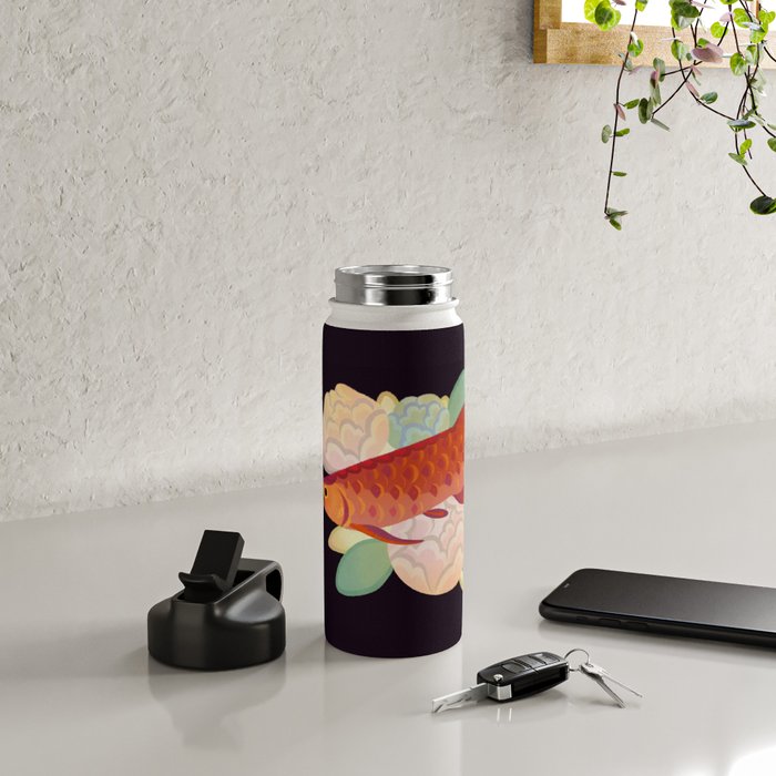 Arowana and peony 3 Water Bottle Gallery Image 4