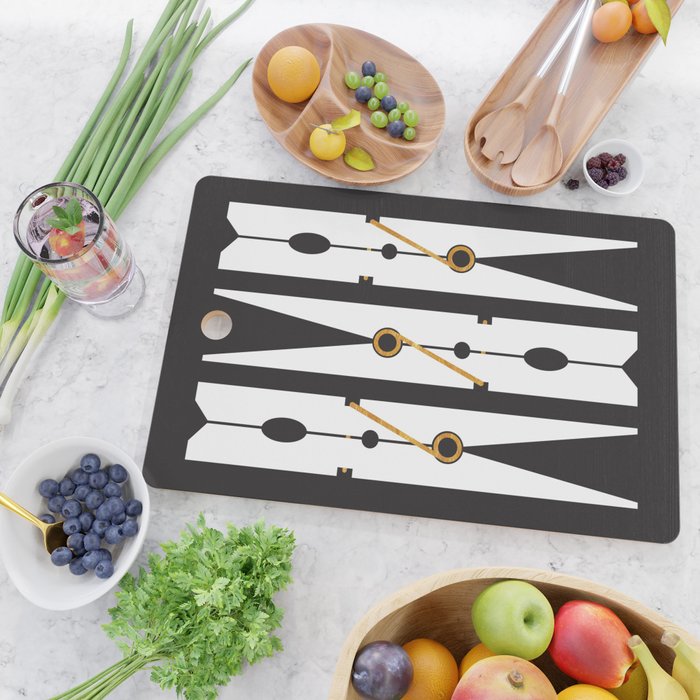 Laundry Clothespins - Gold, Black and White Cutting Board Gallery Image 2