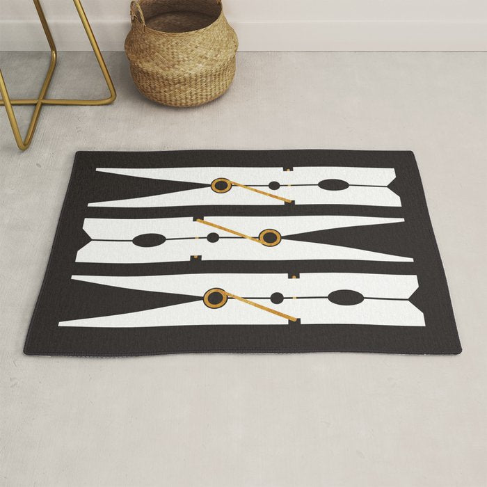 Laundry Clothespins - Gold, Black and White Rug Gallery Image 1