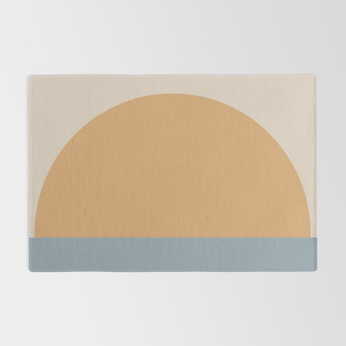 Minimal Retro Sunset Sunrise - Nautical Ocean Blue Rug Gallery Image 2