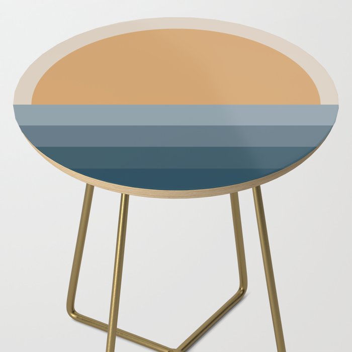 Minimal Retro Sunset Sunrise - Nautical Ocean Blue Side Table Gallery Image 2
