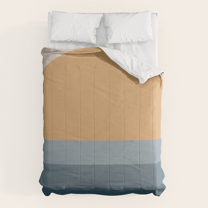 Minimal Retro Sunset Sunrise - Nautical Ocean Blue Comforter Gallery Image 6