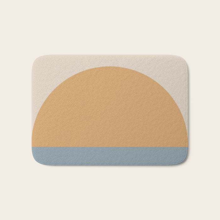 Minimal Retro Sunset Sunrise - Nautical Ocean Blue Bath Mat Gallery Image 1