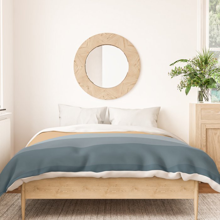 Minimal Retro Sunset Sunrise - Nautical Ocean Blue Duvet Cover Gallery Image 3