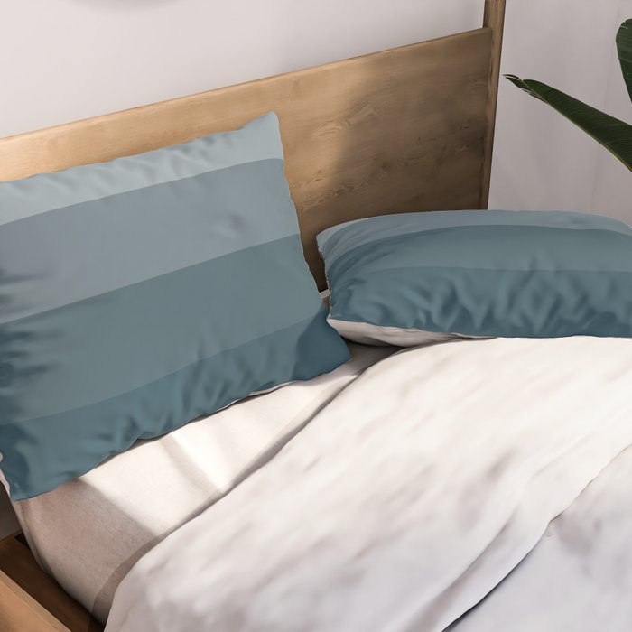 Minimal Retro Sunset Sunrise - Nautical Ocean Blue Pillow Sham Gallery Image 2
