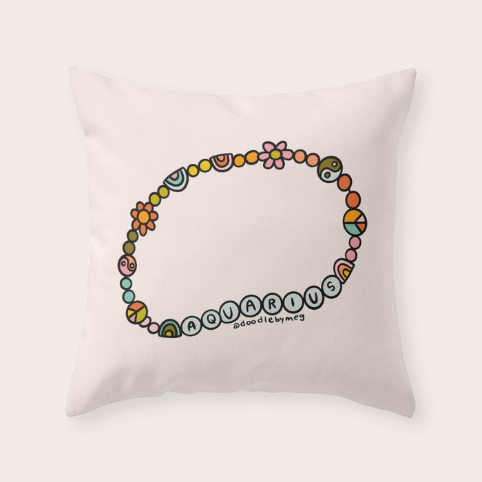 Aquarius Friendship Bracelet Throw Pillow Gallery Image 1