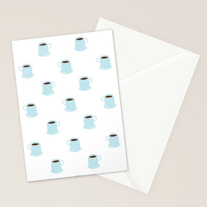 Retro coffee cup cartoon pattern Stationery Card Gallery Image 2