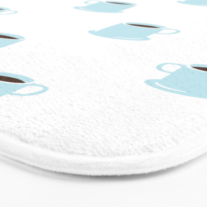 Retro coffee cup cartoon pattern Bath Mat Gallery Image 3