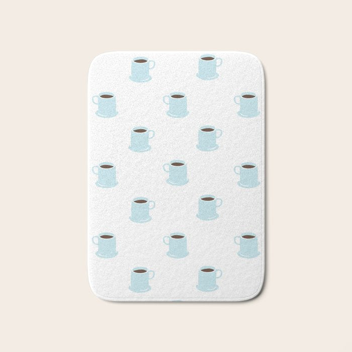 Retro coffee cup cartoon pattern Bath Mat Gallery Image 1