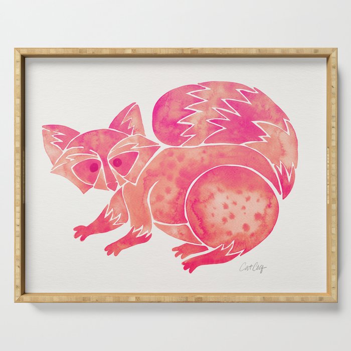 Watercolor Raccoon - Pink Palette Serving Tray Gallery Image 1