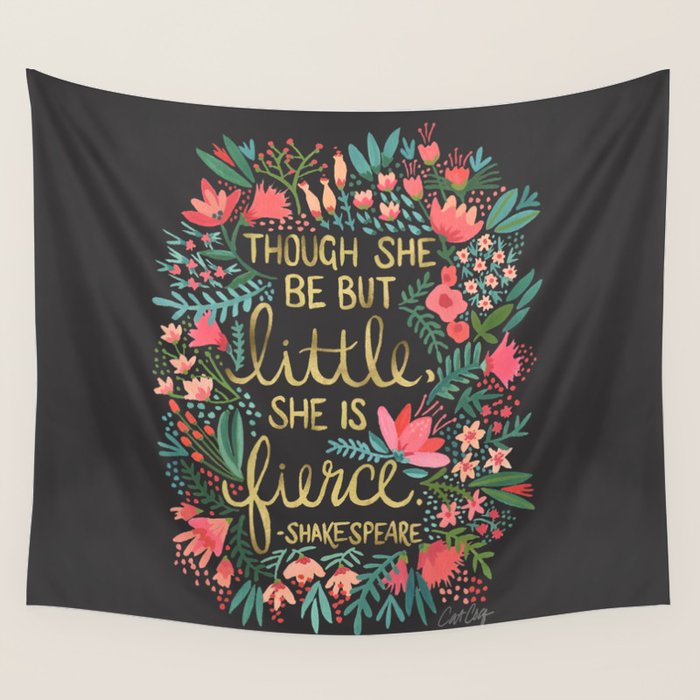 Little & Fierce on Charcoal Wall Tapestry Gallery Image 4