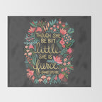 Little & Fierce on Charcoal Throw Blanket Gallery Image 2