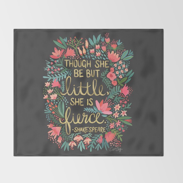Little & Fierce on Charcoal Throw Blanket Gallery Image 2