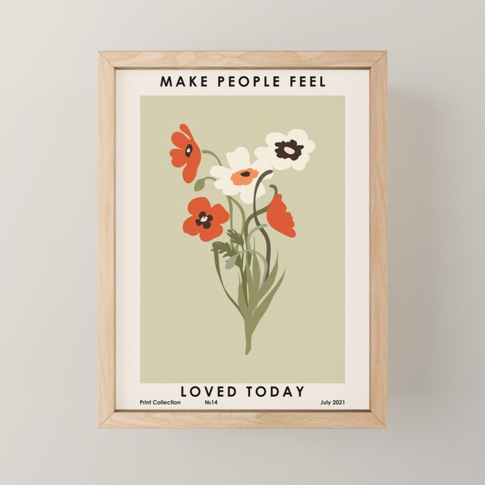 Flower Market, Floral illustration, Retro mid century art Mini Art Print Gallery Image 1