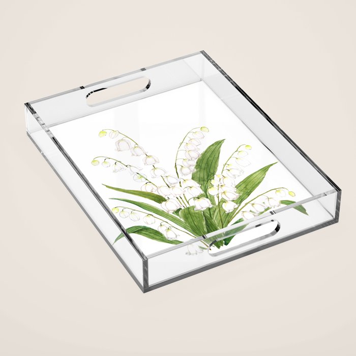 white lily of valley Acrylic Tray Gallery Image 1