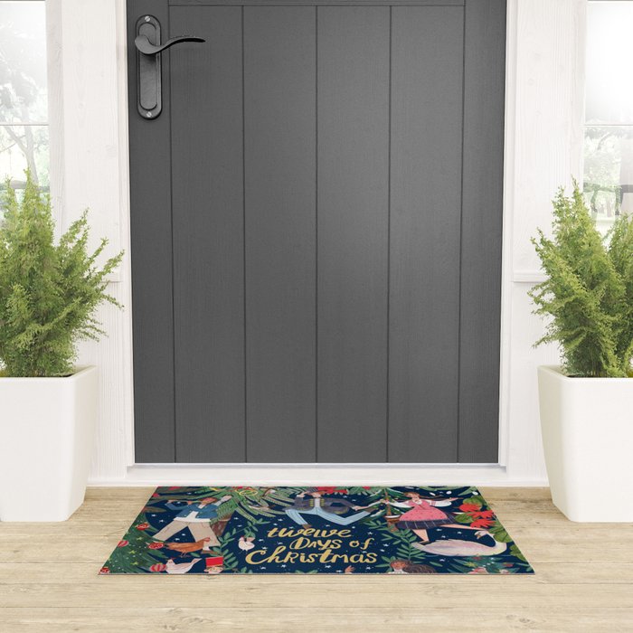 The 12 days of Christmas song illustration Welcome Mat Gallery Image 3