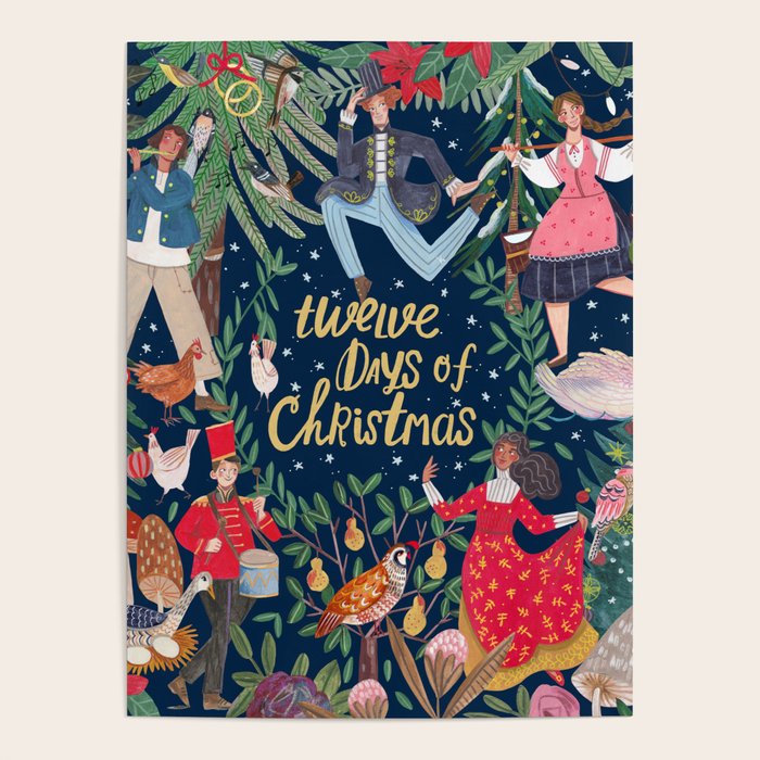 The 12 days of Christmas song illustration Poster Gallery Image 4