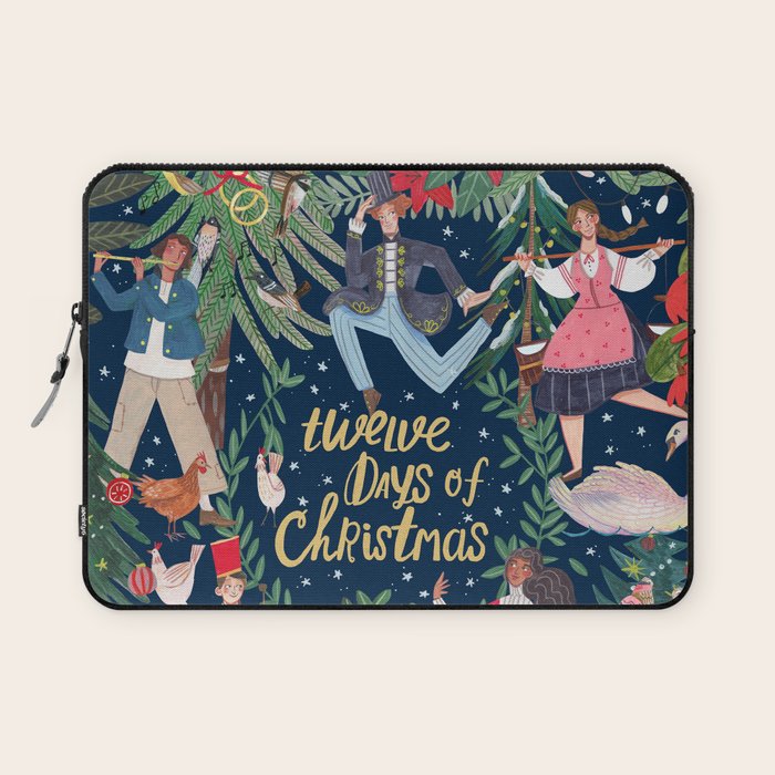 The 12 days of Christmas song illustration Laptop Sleeve Gallery Image 1
